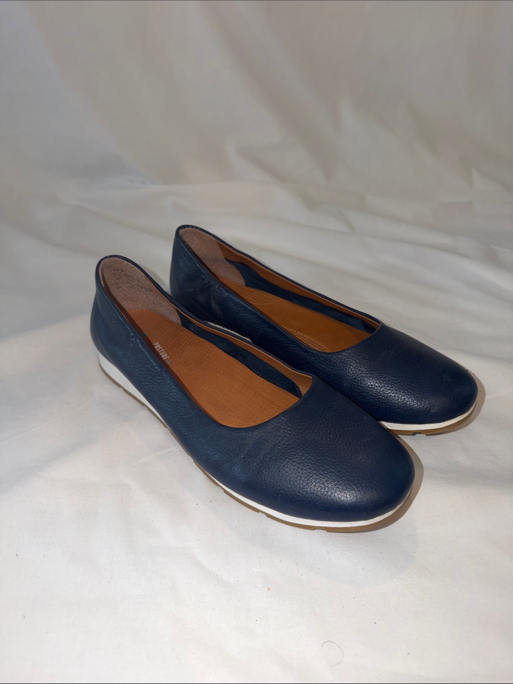 BareTraps Navy Leather Slip-On Ballet Flats
